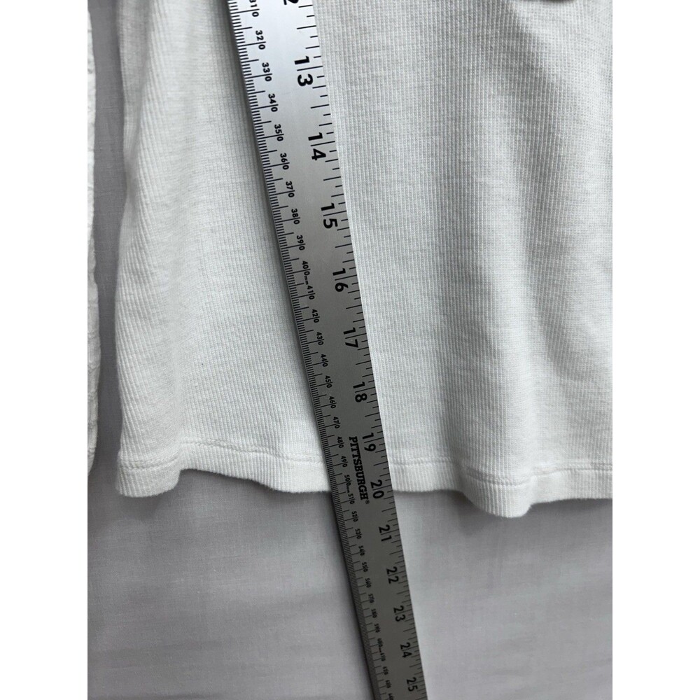 Anthropologie Pilcro Andie Ribbed Henley Balloon Sleeve White Medium Women’s - Picture 6 of 9